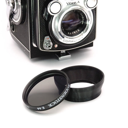 Lens hood Bay I & filter adapter for Yashica Mat 124G, Rolleiflex T