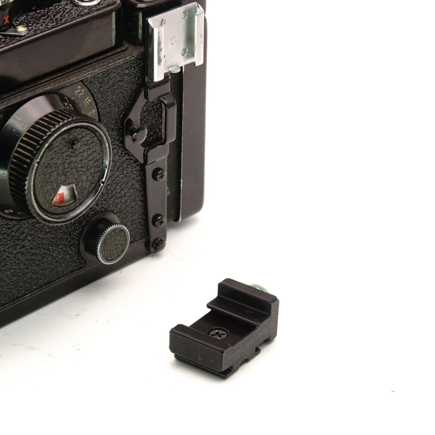 90° spirit level for side accessory shoe for Yashica Mat 124, Rolleiflex & Mamiya RB67