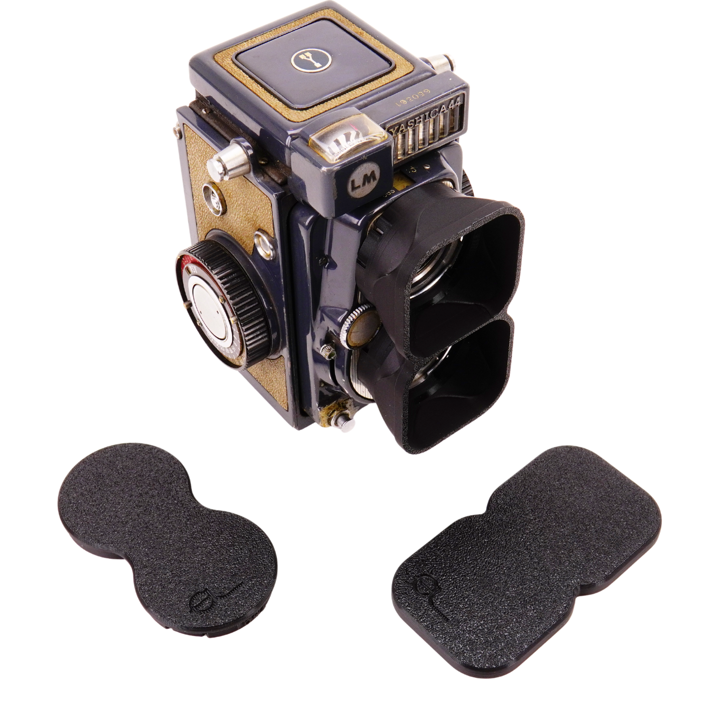 Gegenlichtblende & Deckel für Yashica 44, 44LM, 44A (Bay 1 / 28,5mm)